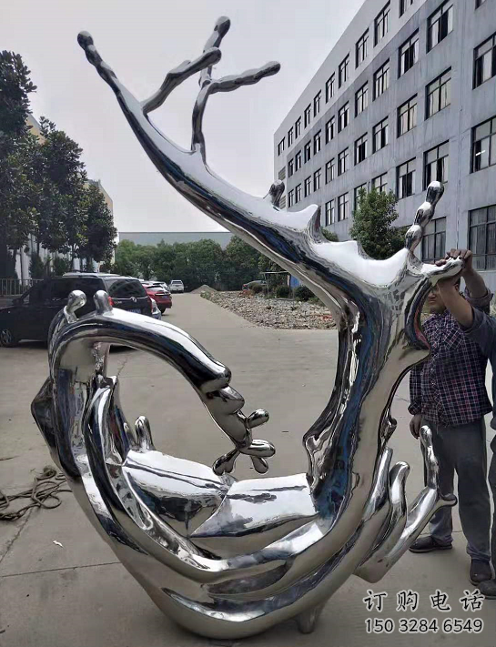 步行街海浪雕塑廠家 歐式小品 鑄造不銹鋼海浪雕塑制作