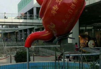 噴水茶壺雕塑廠家 水景小品 戶外不銹鋼茶壺雕塑生產