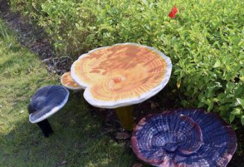 彩繪靈芝雕塑廠家 戶(hù)外擺件 街頭不銹鋼靈芝雕塑