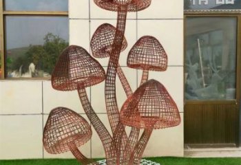 創(chuàng)意靈芝雕塑廠家 鏤空小品 公園不銹鋼靈芝雕塑