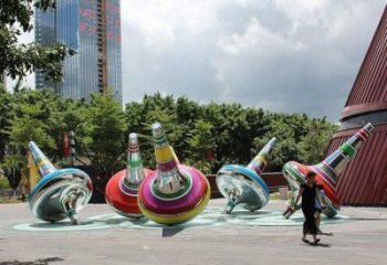 游樂場陀螺雕塑廠家 現代擺件 噴漆不銹鋼陀螺雕塑