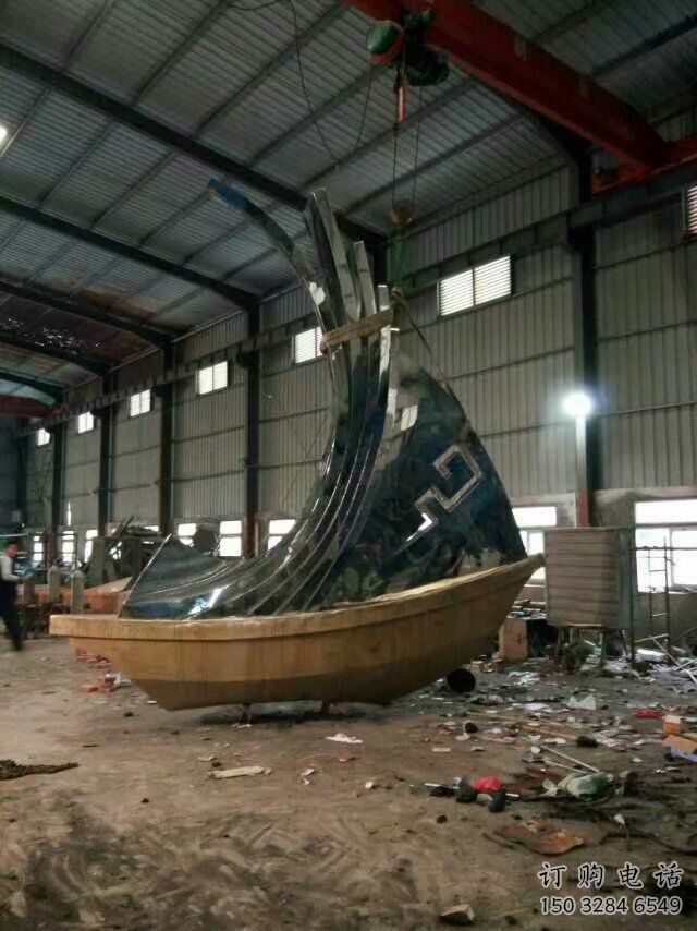 房地產帆船雕塑廠家 公園擺件 鍛造不銹鋼帆船雕塑