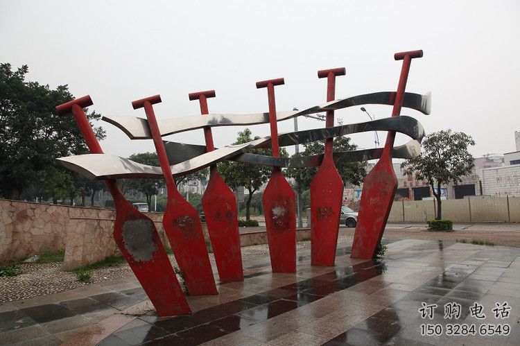 大型商場劃船雕塑廠家 運(yùn)動(dòng)擺件 鏡面不銹鋼劃船雕塑生產(chǎn)