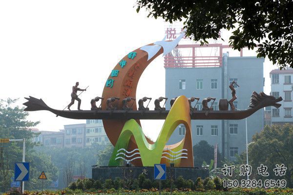 歐式劃船雕塑廠家 抽象廣場擺件 體育場仿古劃船雕塑生產