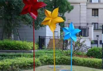 大型商場風車雕塑廠家 現代擺件  烤漆不銹鋼風車雕塑生產