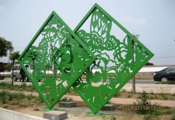 噴漆屏風(fēng)雕塑廠家 中式村口小品 草地不銹鋼屏風(fēng)雕塑生產(chǎn)