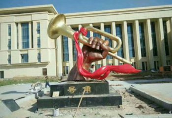 企業號角雕塑廠家 現代公園小品 大型不銹鋼號角雕塑