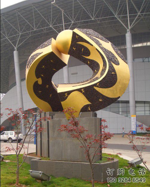 公園環(huán)形雕塑廠家 戶外擺件 烤漆不銹鋼環(huán)形雕塑生產(chǎn)