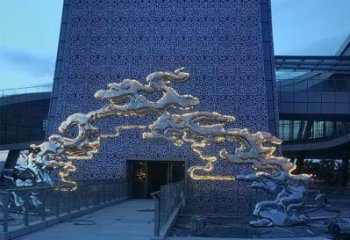 鏡面大門雕塑廠家 烤漆大型擺件 創意不銹鋼大門雕塑生產