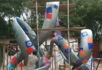 抽象彩帶雕塑廠家 公園小品 戶外不銹鋼彩帶雕塑生產