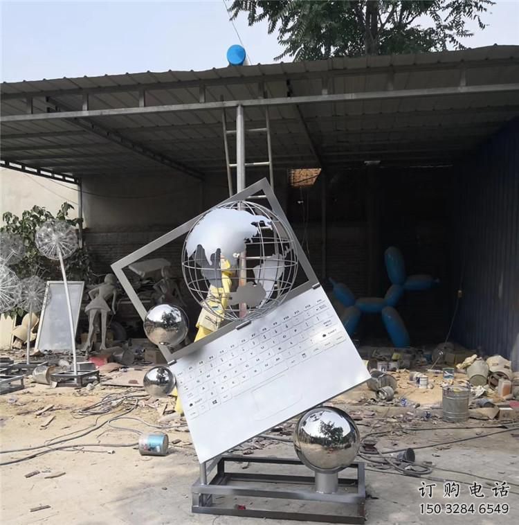 異形電腦雕塑廠家 現代小品 校園不銹鋼電腦雕塑生產