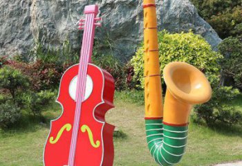 大型商場(chǎng)小提琴雕塑廠家 仿真擺件 烤漆不銹鋼小提琴雕塑