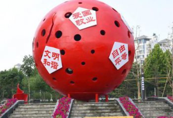 烤漆紅日雕塑廠家 創(chuàng)意小品 戶外不銹鋼紅日雕塑廠