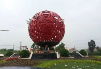 鏤空紅日雕塑廠家 園林小品 大型不銹鋼紅日雕塑廠