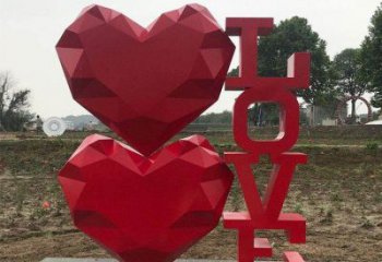 噴漆心心相印雕塑廠家 中式抽象廣場小品