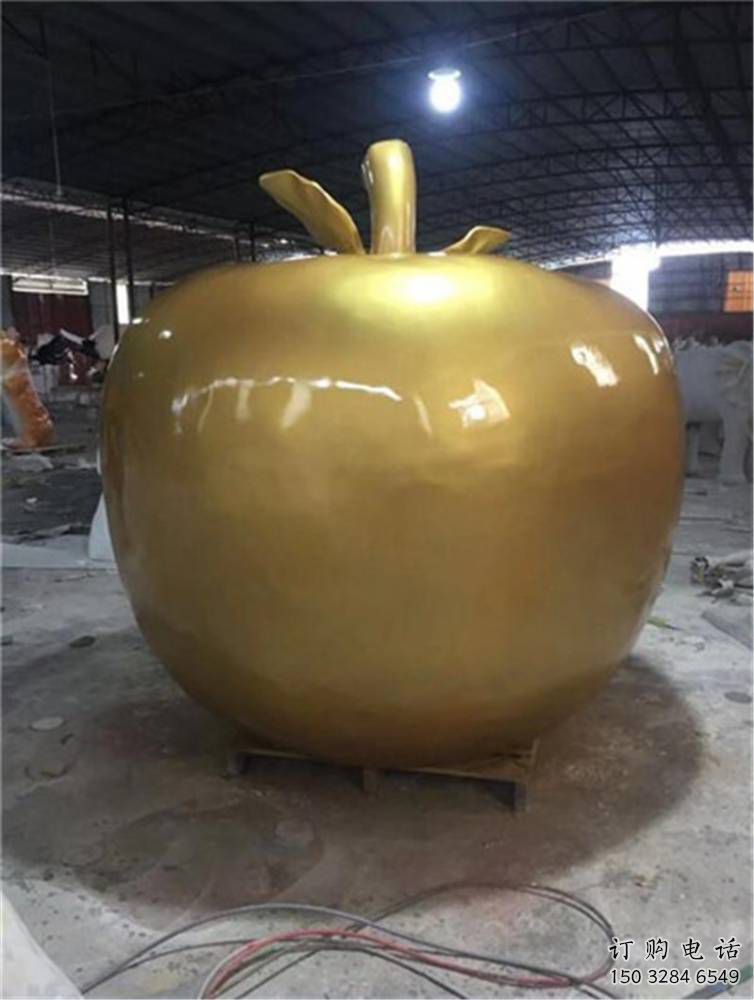 創(chuàng)意金蘋果雕塑廠家 公園小品 戶外不銹鋼金蘋果雕塑廠