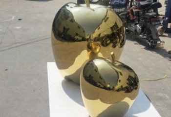 電鍍金蘋果雕塑廠家 園林擺件 戶外不銹鋼金蘋果雕塑廠