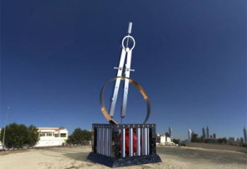 鏡面圓規(guī)雕塑廠家 烤漆大型擺件 戶外不銹鋼圓規(guī)雕塑廠