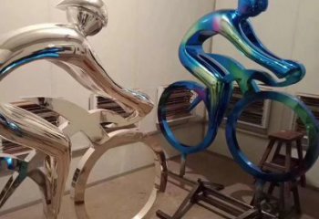 現代自行車雕塑廠家 大型別墅區擺件 烤漆不銹鋼自行車雕塑加工