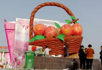 現代菜籃子雕塑廠家 大型別墅區擺件 烤漆不銹鋼菜籃子雕塑制作