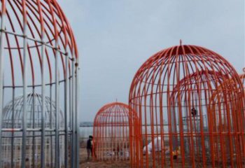 創(chuàng)意鳥籠雕塑廠家 抽象小品 公園不銹鋼鳥籠雕塑廠