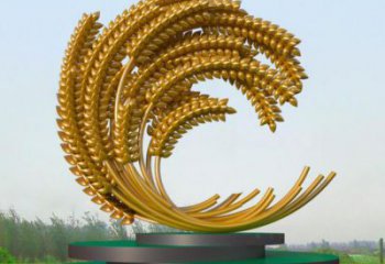 現代麥子雕塑廠家 大型別墅區擺件 烤漆不銹鋼麥子雕塑廠