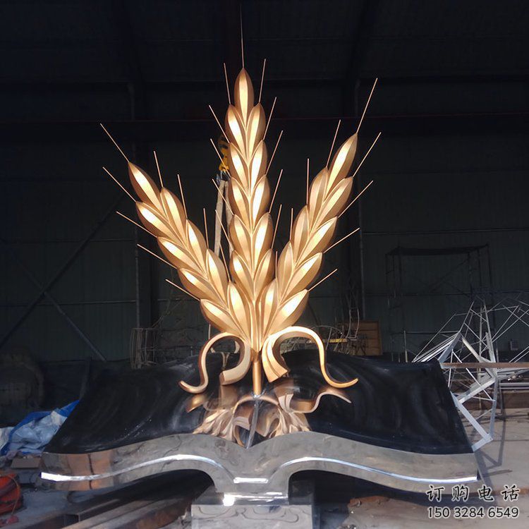 仿古青稞雕塑廠家 草地小品 房地產(chǎn)不銹鋼青稞雕塑廠