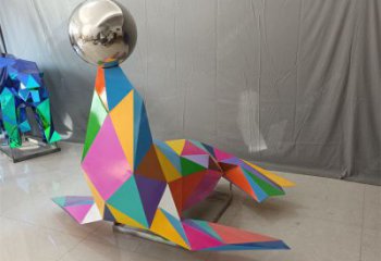 現代頂球雕塑廠家 大型別墅區擺件 烤漆不銹鋼頂球雕塑廠