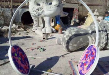 幾何耳機雕塑廠家 異形街頭小品 音樂不銹鋼耳機雕塑廠