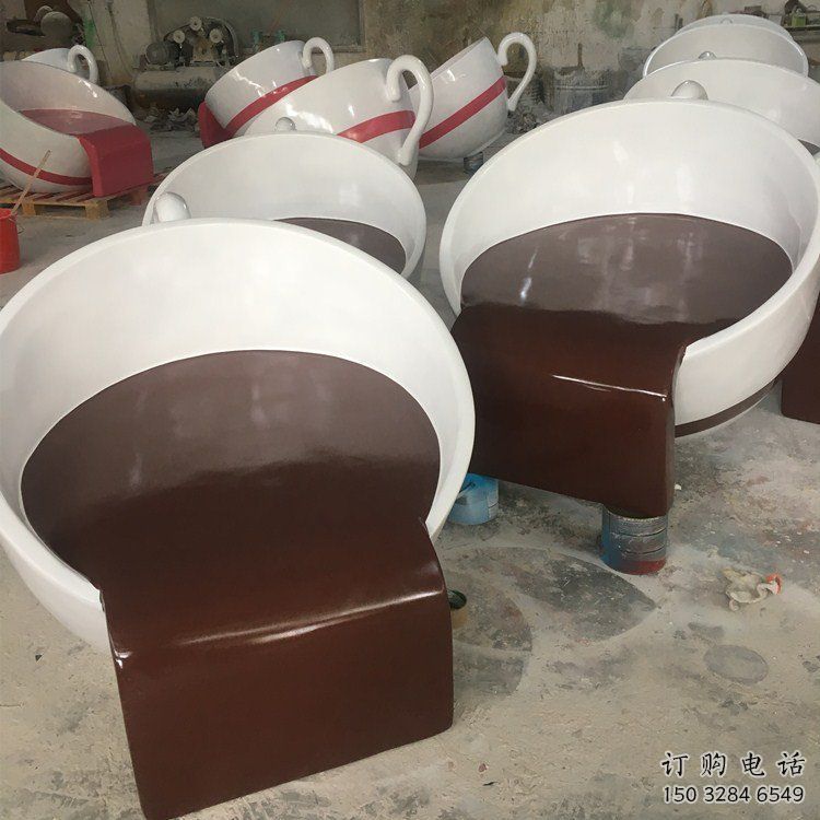 廣場咖啡杯雕塑廠家 彩繪抽象小品 戶外咖啡杯雕塑廠