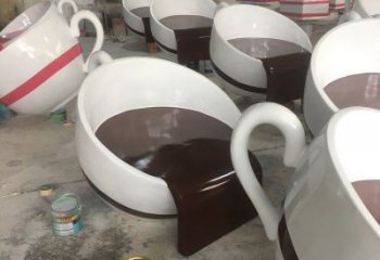 幾何咖啡杯雕塑廠家 廣場小品 現代咖啡杯雕塑價格