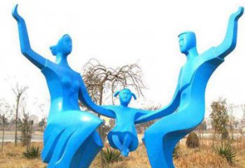 廣場一家人雕塑廠家 現代小品 烤漆不銹鋼一家人雕塑廠