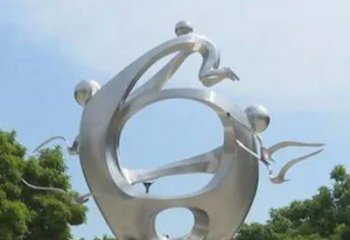 鏡面一家人雕塑廠家 現代大型擺件 歐式不銹鋼一家人雕塑廠