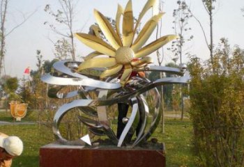 異形菊花雕塑廠家 現代公園小品 廣場不銹鋼菊花雕塑廠