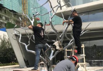 中式枯樹枝雕塑廠家 創意小品 游樂場不銹鋼枯樹枝雕塑廠