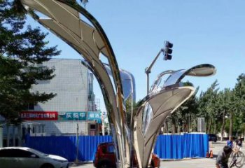 鏡面葉片雕塑廠家 烤漆大型擺件 歐式不銹鋼葉片雕塑廠