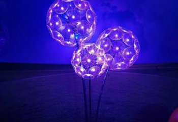 現代蒲公英雕塑廠家 大型別墅區擺件 燈光不銹鋼蒲公英雕塑廠