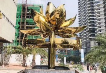 園林金蓮雕塑廠家 現(xiàn)代公園小品 中式不銹鋼金蓮雕塑廠