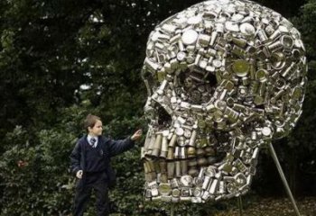 公園骷髏雕塑廠家 戶外擺件 抽象不銹鋼骷髏雕塑廠