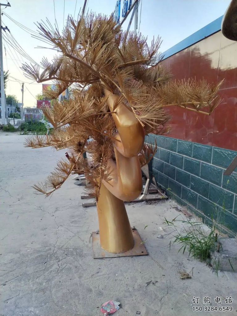 仿古迎客松雕塑廠家 公園小品 房地產(chǎn)不銹鋼迎客松雕塑廠