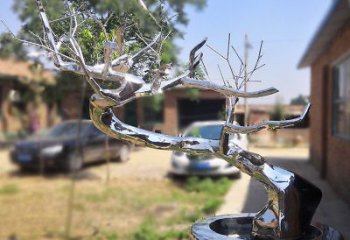 拉絲迎客松雕塑廠家 鏤空創(chuàng)意擺件 別墅區(qū)不銹鋼迎客松雕塑廠