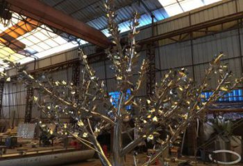 戶外楓樹(shù)雕塑廠家 噴漆小品 大型不銹鋼楓樹(shù)雕塑廠