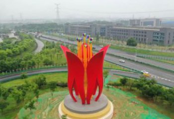 大型石榴花雕塑廠家 烤漆小品 戶外不銹鋼石榴花雕塑廠