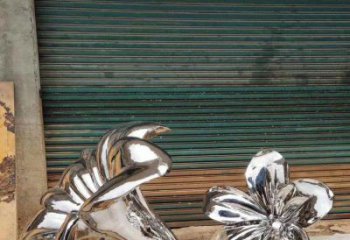 鏡面喇叭花雕塑廠家 大型擺件 創(chuàng)意不銹鋼喇叭花雕塑廠