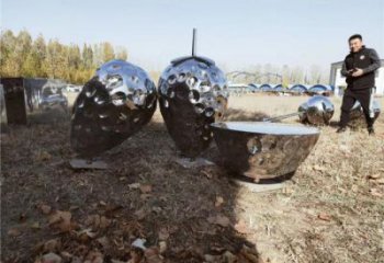 現代草莓雕塑廠家 大型擺件 仿真不銹鋼草莓雕塑廠