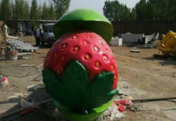 抽象草莓雕塑廠家 創意小品 戶外不銹鋼草莓雕塑廠