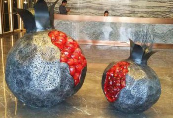 中式石榴雕塑廠家 戶外小品 現代不銹鋼石榴雕塑廠