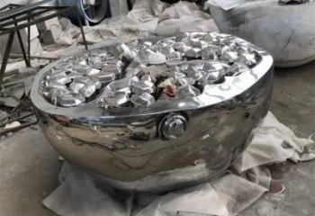 現代石榴雕塑廠家 大型別墅區擺件 創意不銹鋼石榴雕塑廠