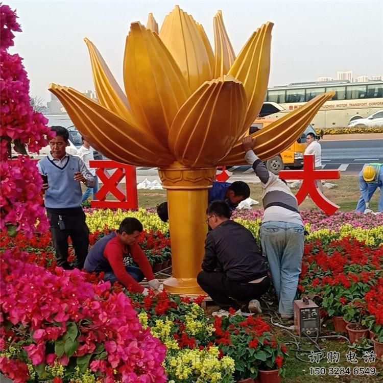 彩繪紫荊花雕塑廠家 烤漆擺件 街頭不銹鋼紫荊花雕塑價(jià)格