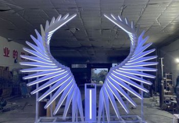 大型鳳羽雕塑廠家 發(fā)光小品 現(xiàn)代不銹鋼鳳羽雕塑制作